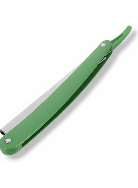 Folding Razor, Straight Edge Razor for Men, Adjustable Length Handle, Plastic and Stainless Steel, Lightweight and Durable Design, Green